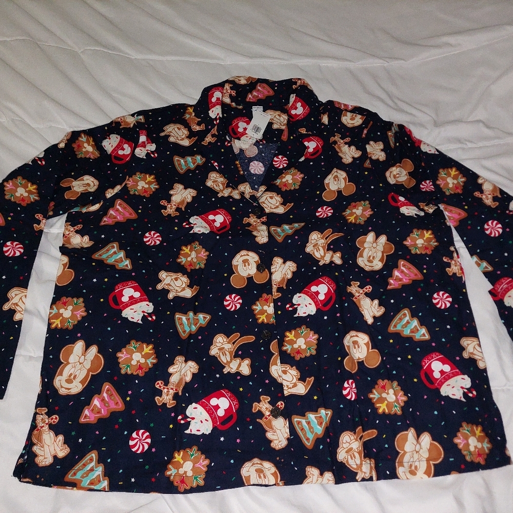 Disney "Holiday Cookies" Flannel Longsleeve Pajama Set, Large, NWT - Picture 2 of 10